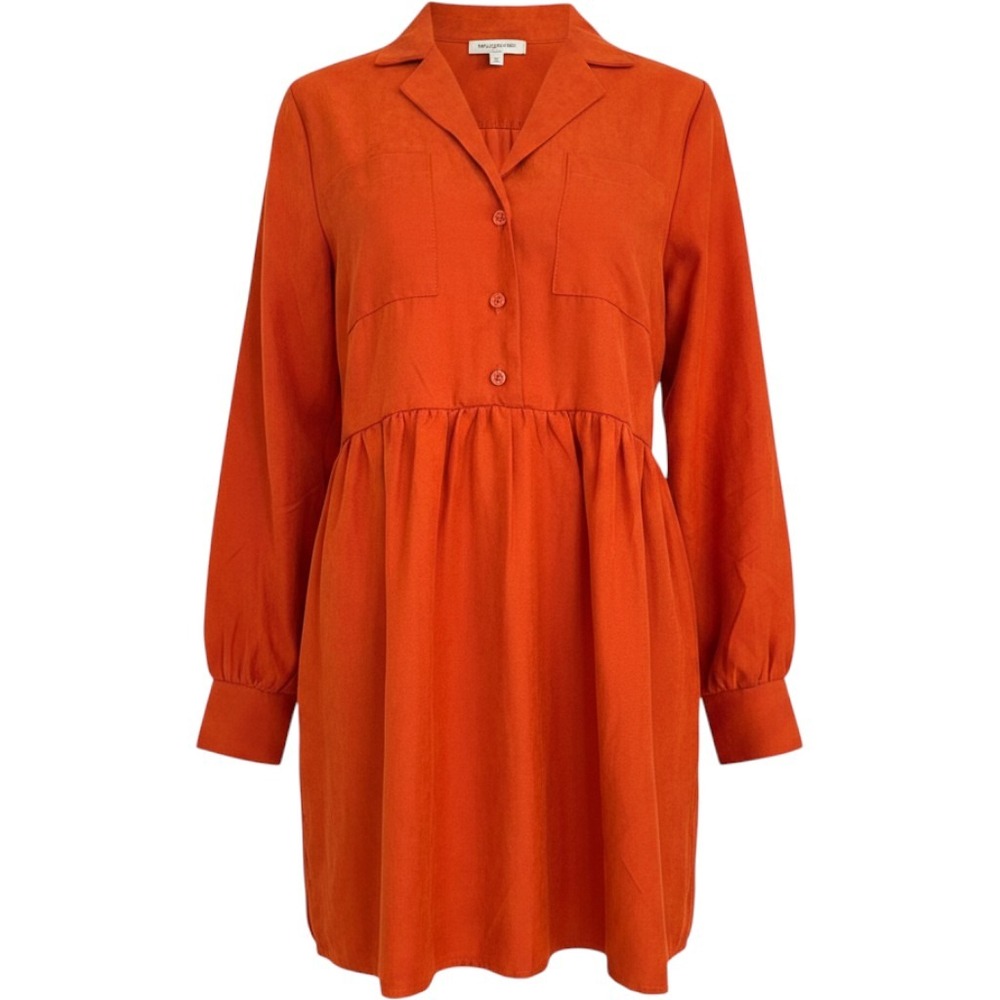 Francesca's Marilyn Faux Suede Swing Mini Dress Medium Orange Button Front